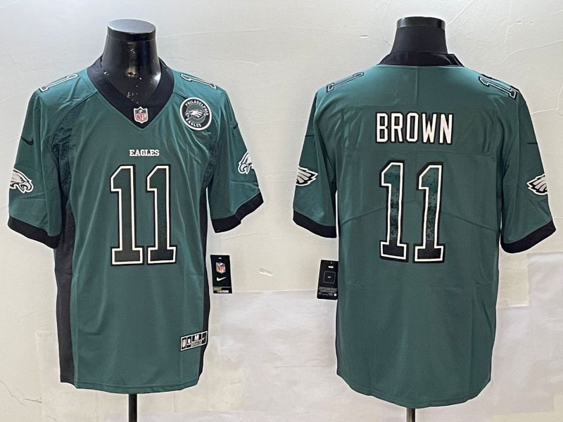 Men Philadelphia Eagles #11 Brown Green 2025 Nike Drift Fashion Color Rush Limited NFL Jersey style 4